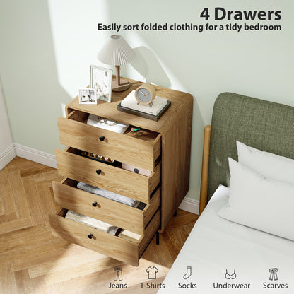 Elmira Wood Oak Finish 4 Drawer Modern Storage Chest