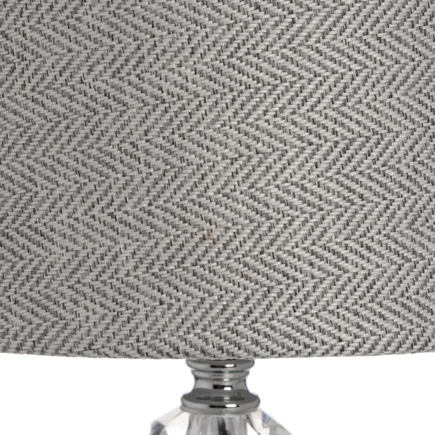 Mosswick Chrome Table Lamp with Grey Herringbone Shade