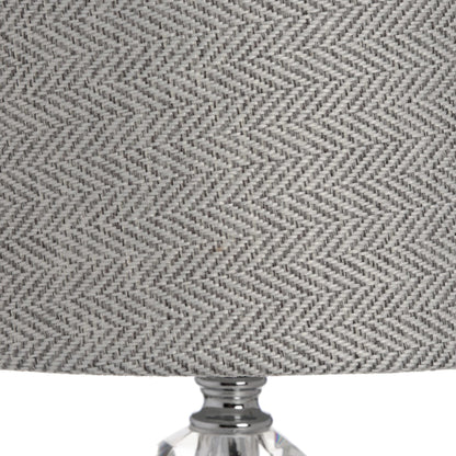 Mosswick Chrome Table Lamp with Grey Herringbone Shade