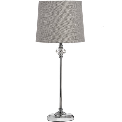 Mosswick Chrome Table Lamp with Grey Herringbone Shade