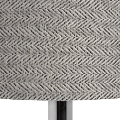 Meadow Chrome Table Lamp with Grey Herringbone Shade