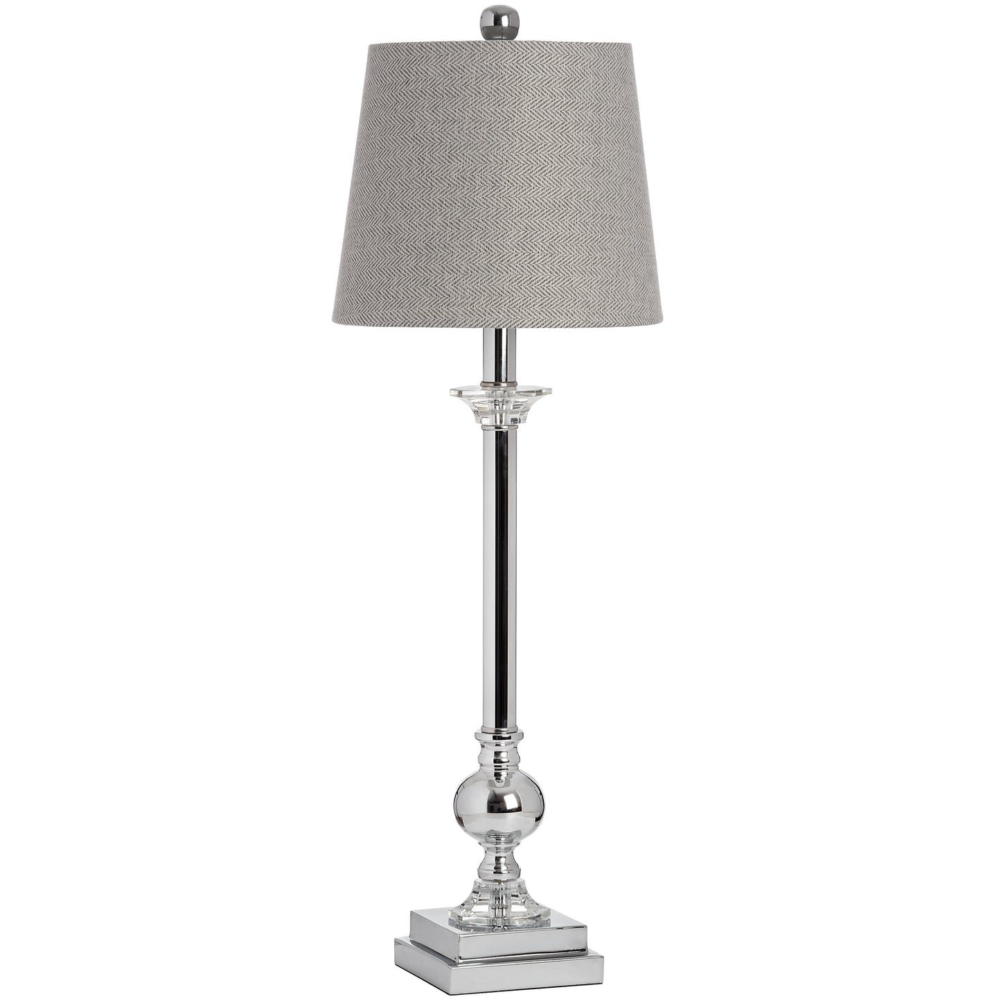 Meadow Chrome Table Lamp with Grey Herringbone Shade