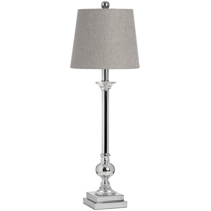 Meadow Chrome Table Lamp with Grey Herringbone Shade
