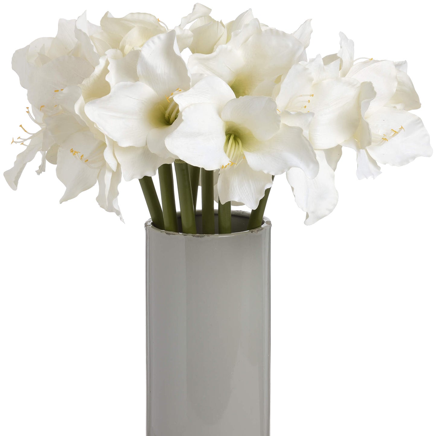 Set of 3 Artificial Flowers White Amaryllis Stems
