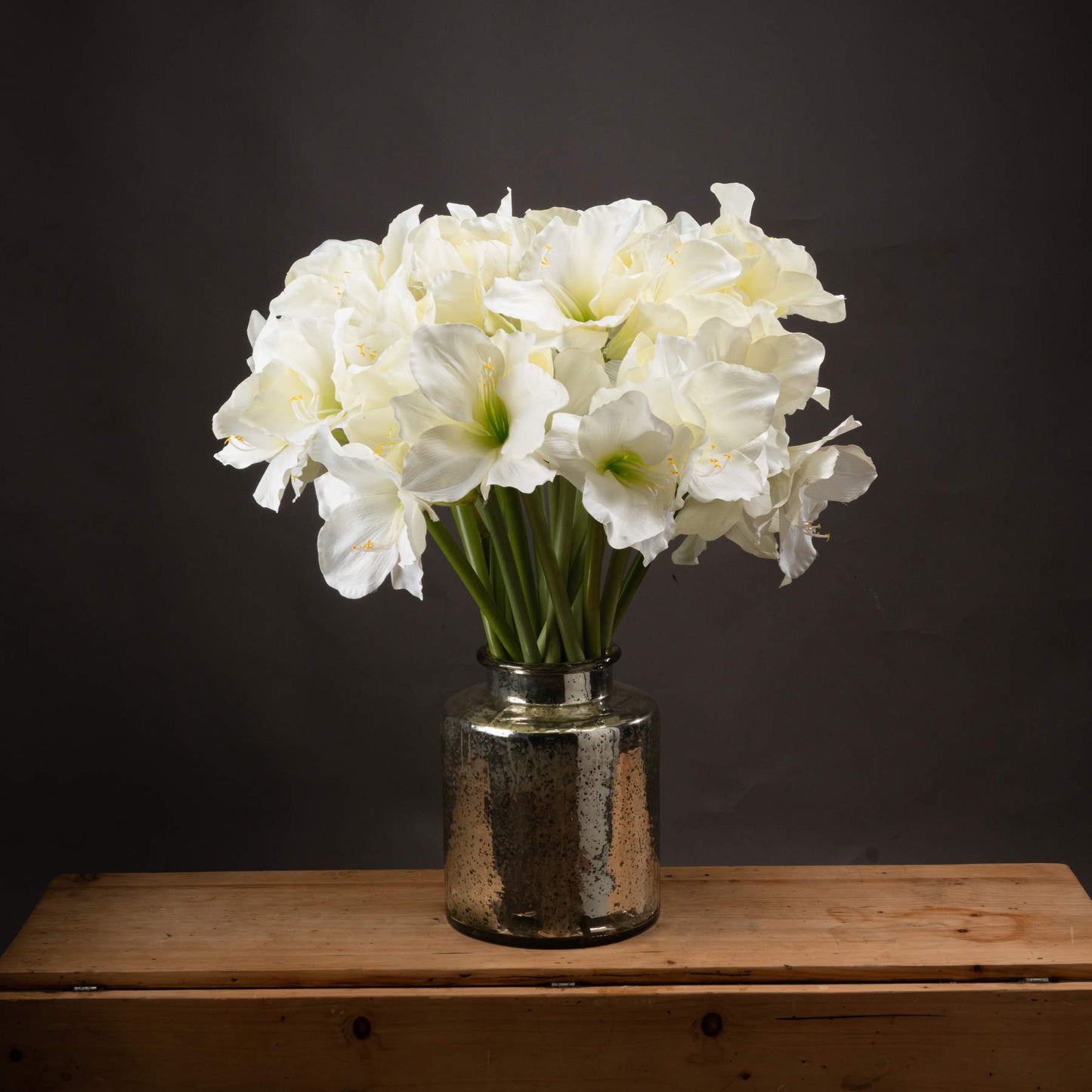Set of 3 Artificial Flowers White Amaryllis Stems