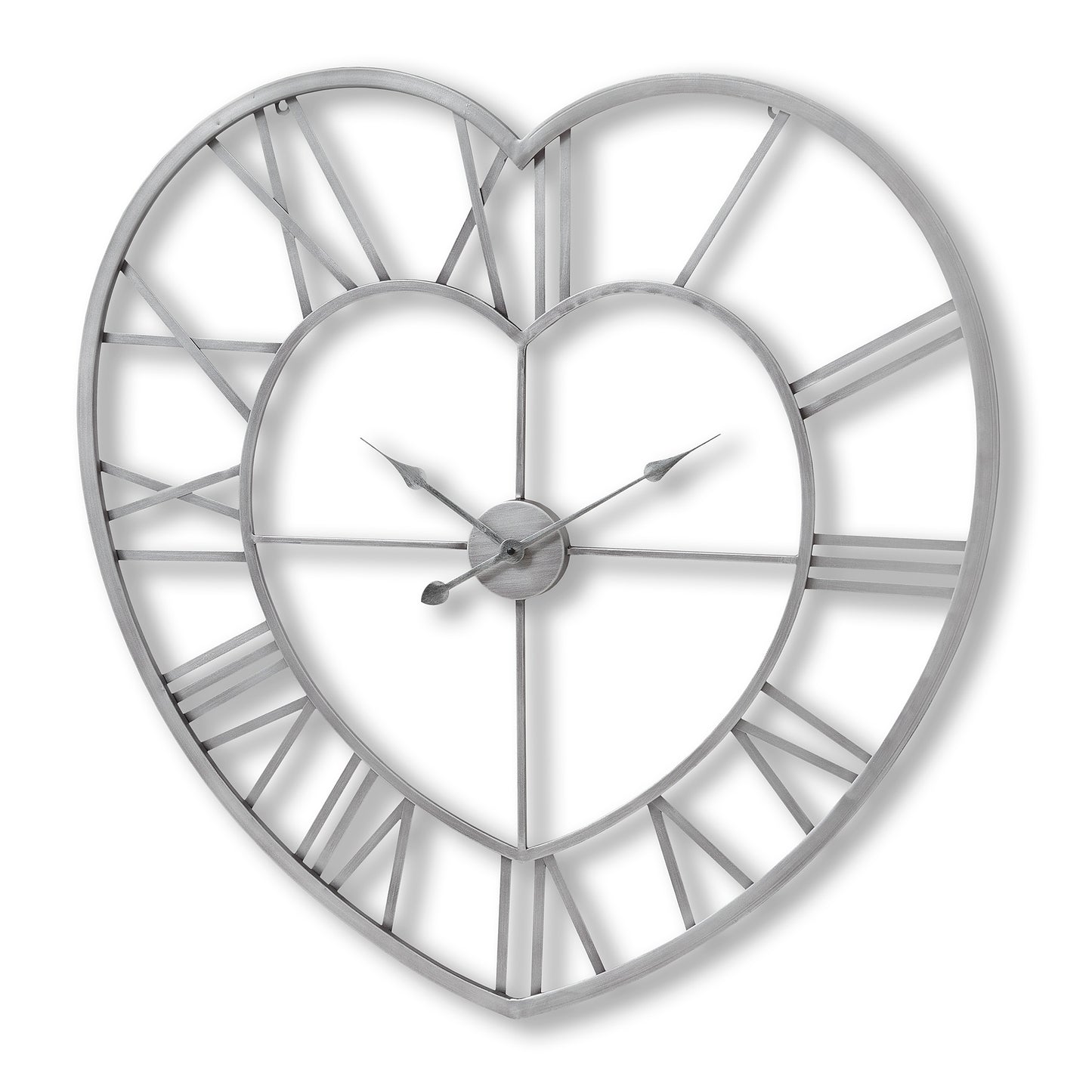 Heart Shaped Silver Open Frame Wall Clock