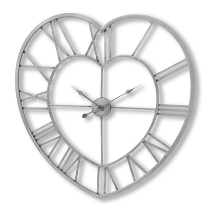 Heart Shaped Silver Open Frame Wall Clock