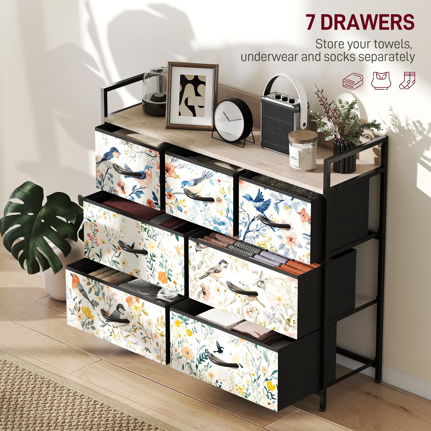 Tonona Wooden White 7 Drawer Storage Chest