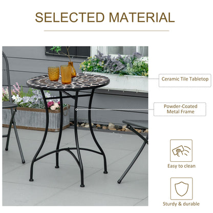 Pamone Metal Black Round Mosaic Outdoor Patio Bistro Table