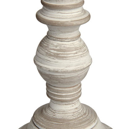 Baronnies Cream Wooden Pedestal Table Lamp with Tapered Shade