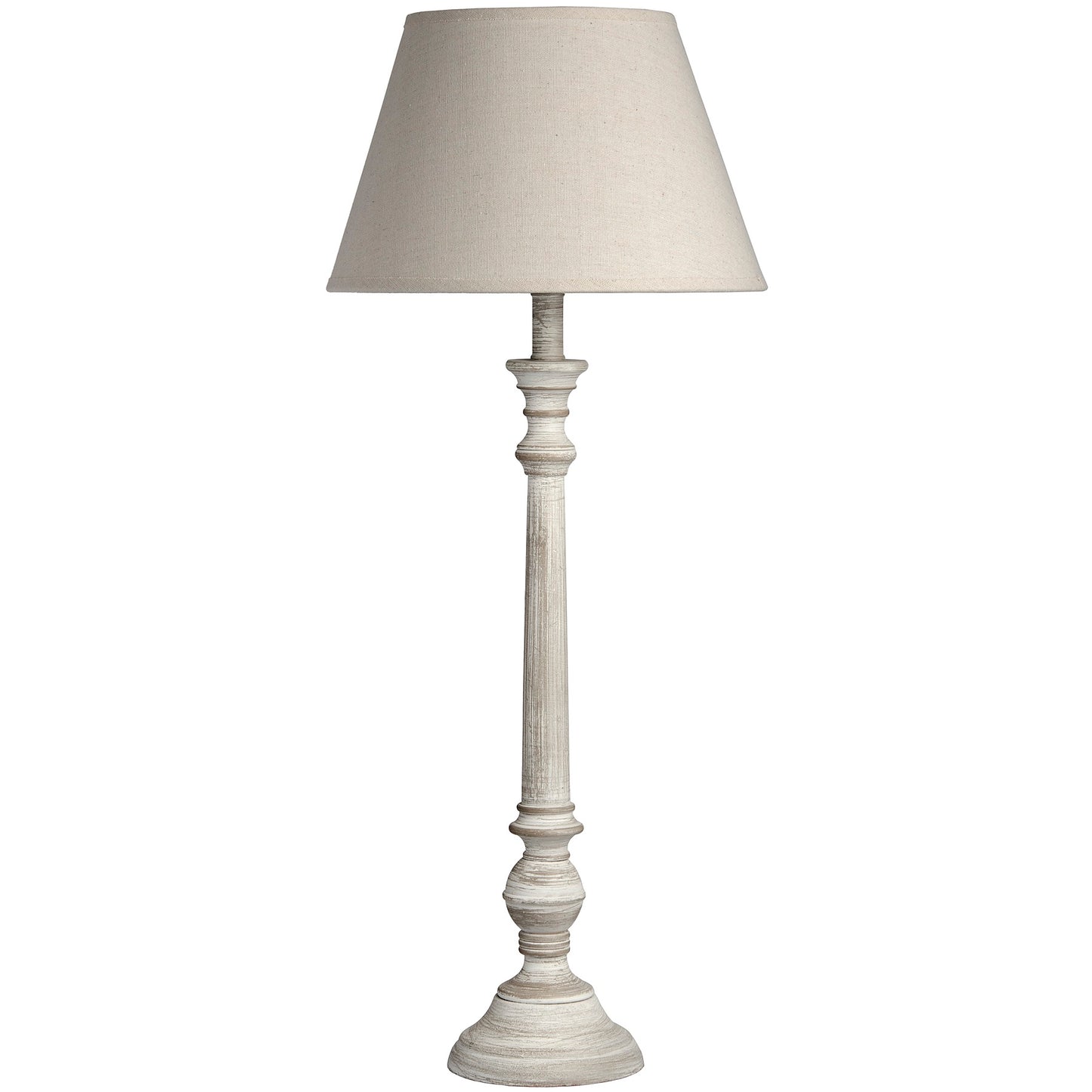 Baronnies Cream Wooden Pedestal Table Lamp with Tapered Shade