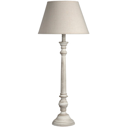 Baronnies Cream Wooden Pedestal Table Lamp with Tapered Shade