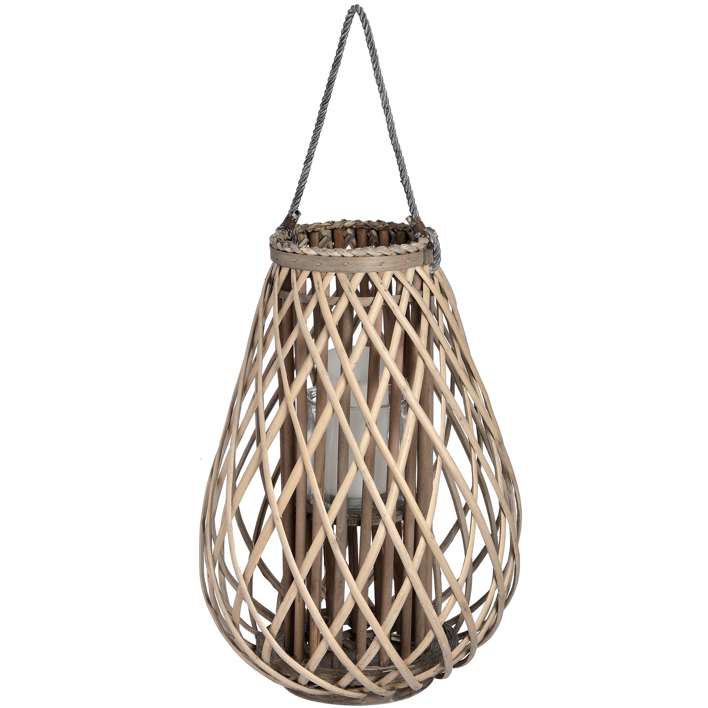 Large Coastal Wicker Woven Lantern