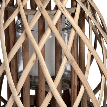 Small Coastal Wicker Woven Lantern