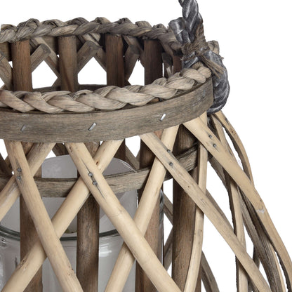 Small Coastal Wicker Woven Lantern