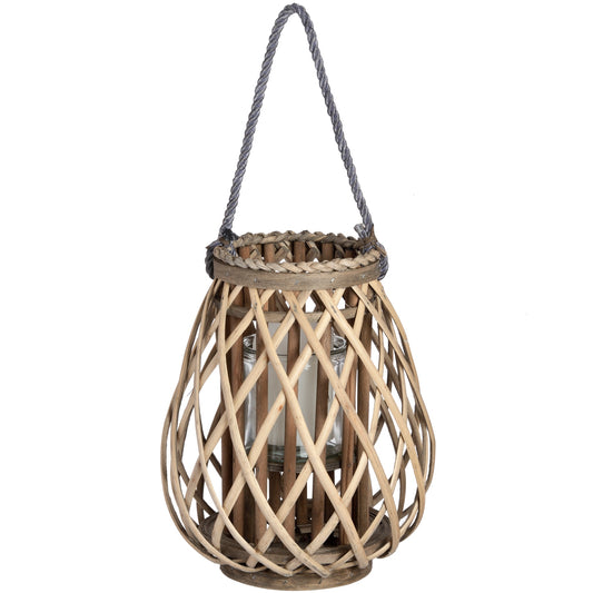 Small Coastal Wicker Woven Lantern