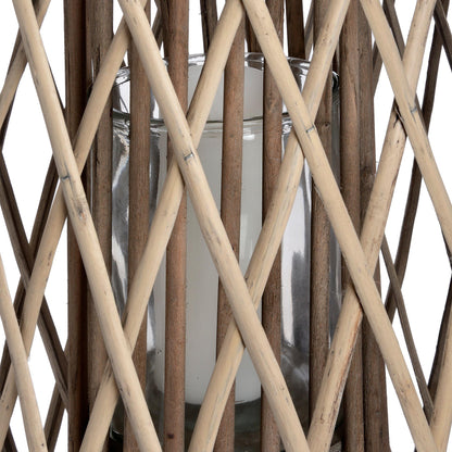Large Tall Standing Wicker Woven Lantern