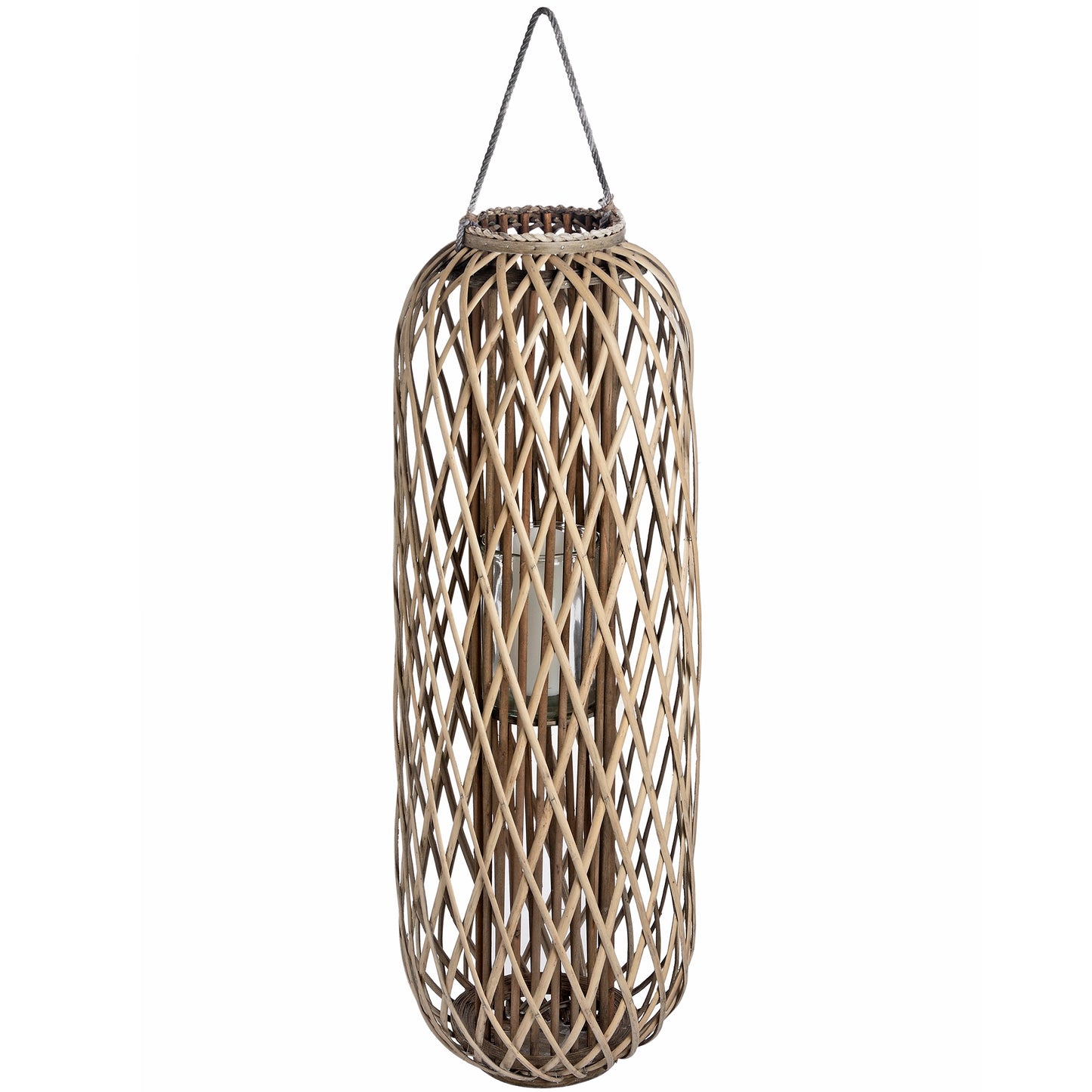 Large Tall Standing Wicker Woven Lantern
