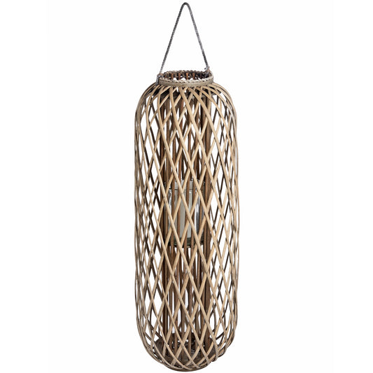 Large Tall Standing Wicker Woven Lantern