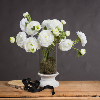 Set of 3 Artificial Flowers White Ranunculus Spray