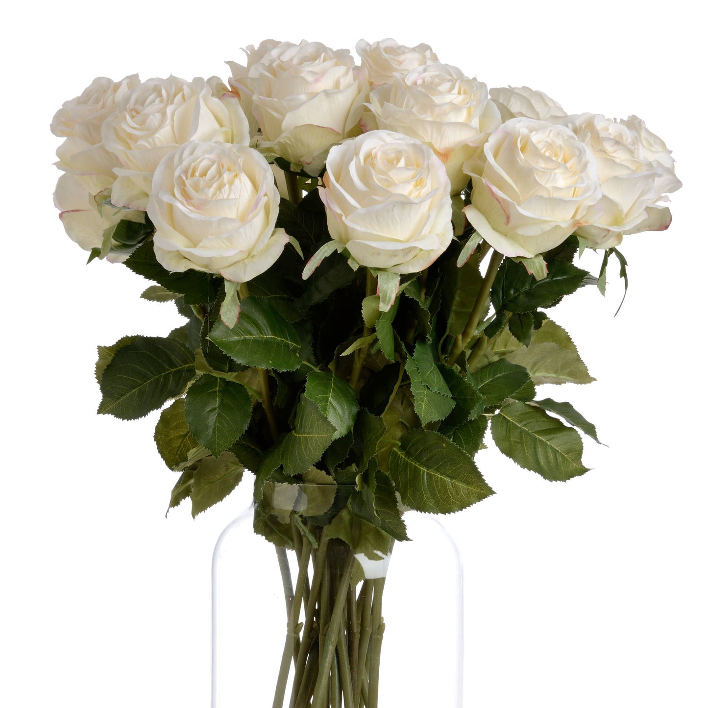 Set of 3 Artificial Flowers Traditional White Rose Stems