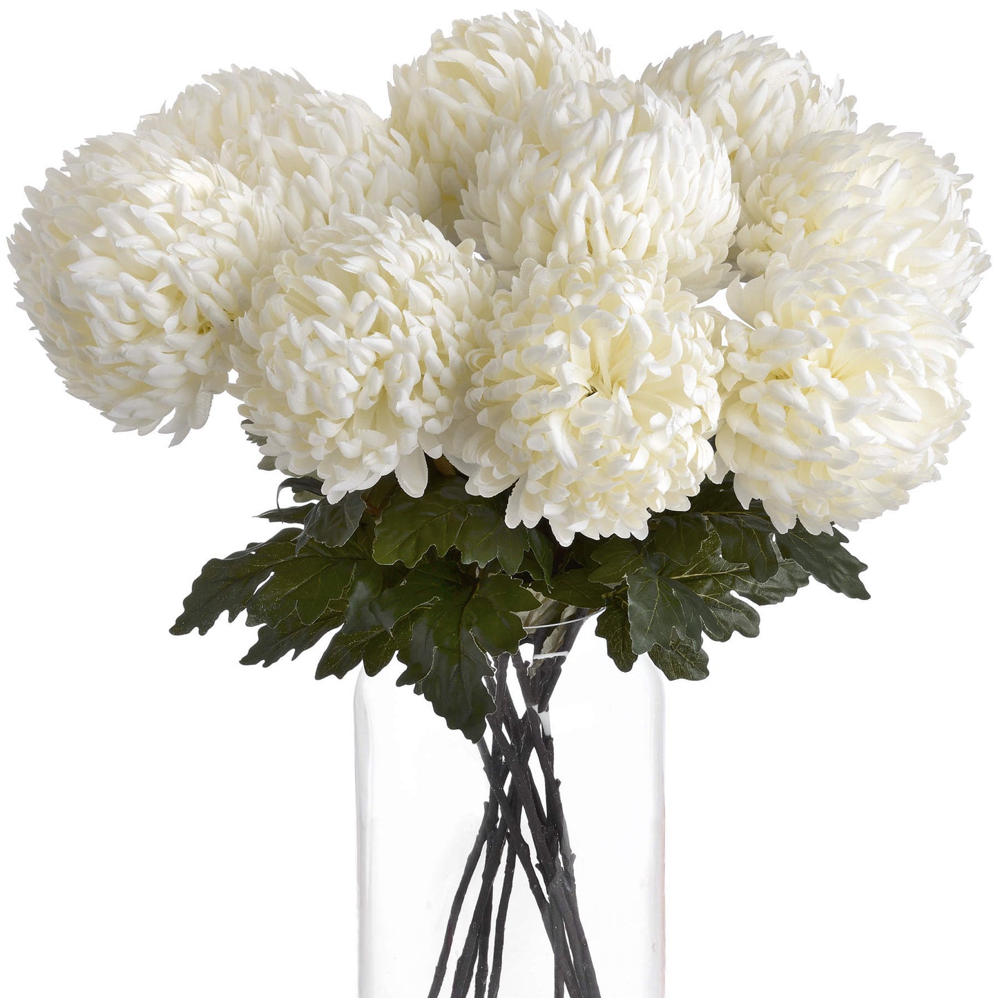 Set of 3 Artificial Flowers Large White Chrysanthemum Stems
