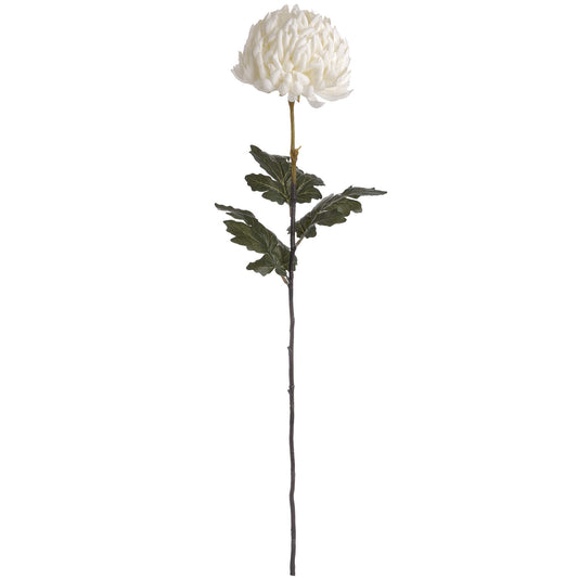 Set of 3 Artificial Flowers Large White Chrysanthemum Stems
