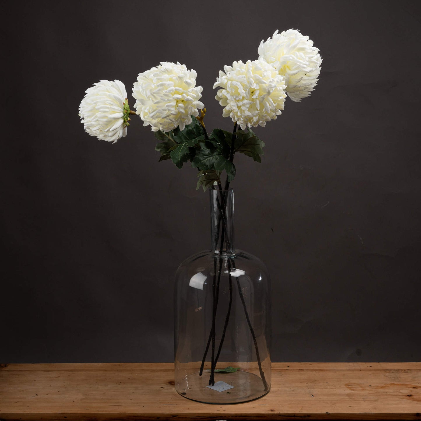 Set of 3 Artificial Flowers Large White Chrysanthemum Stems