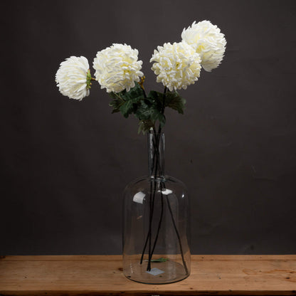 Set of 3 Artificial Flowers Large White Chrysanthemum Stems
