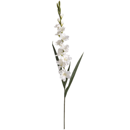 Set of 3 Artificial Flowers White Gladioli Stems
