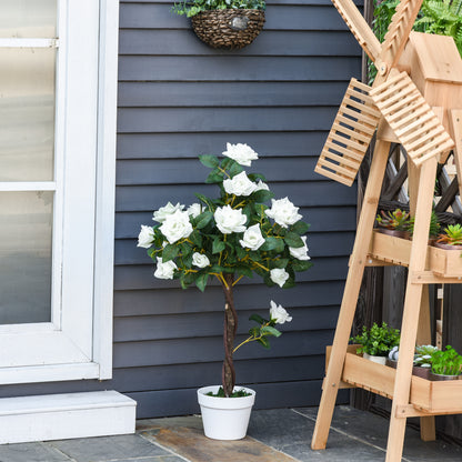 Nefa Set Of 2 Artificial White Rose Floral Plants In Pots H8 90cm
