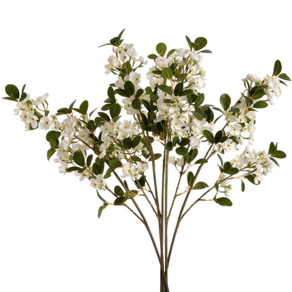 Set of 3 Artificial Flowers White Spring Mock Orange Stems