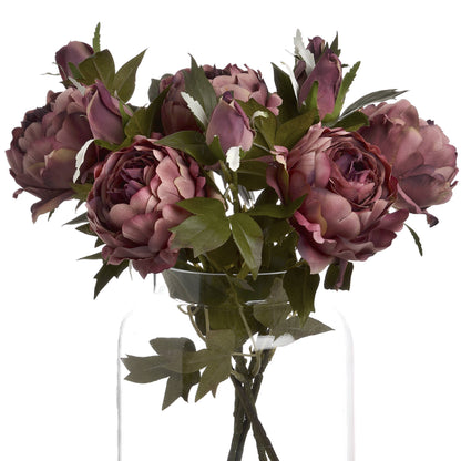 Set of 3 Artificial Flowers Dusty Pink Spray Rose Peony Stems