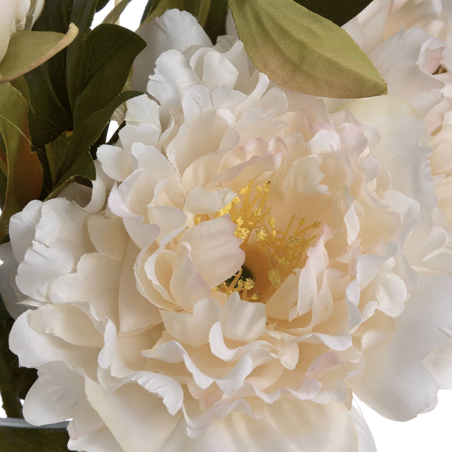 Set of 3 Artificial Flowers White Peony Stem