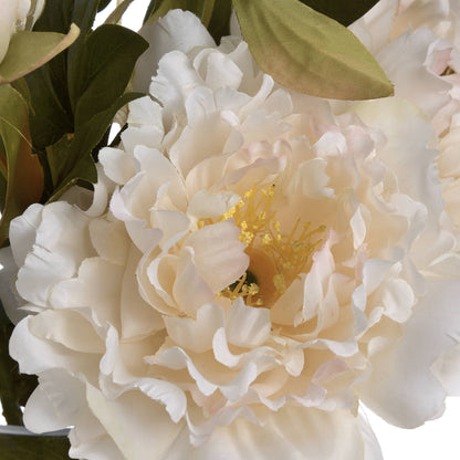 Set of 3 Artificial Flowers White Peony Stem