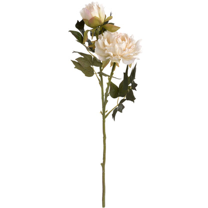 Set of 3 Artificial Flowers White Peony Stem