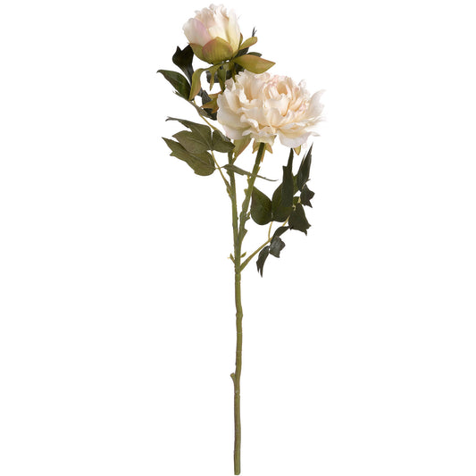 Set of 3 Artificial Flowers White Peony Stem