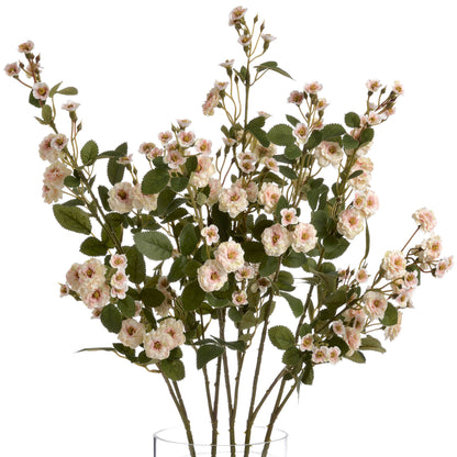 Set of 3 Artificial Flowers Cream Wild Meadow Rose Stems