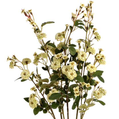 Set of 3 Artificial Flowers Green Wild Meadow Rose Stems