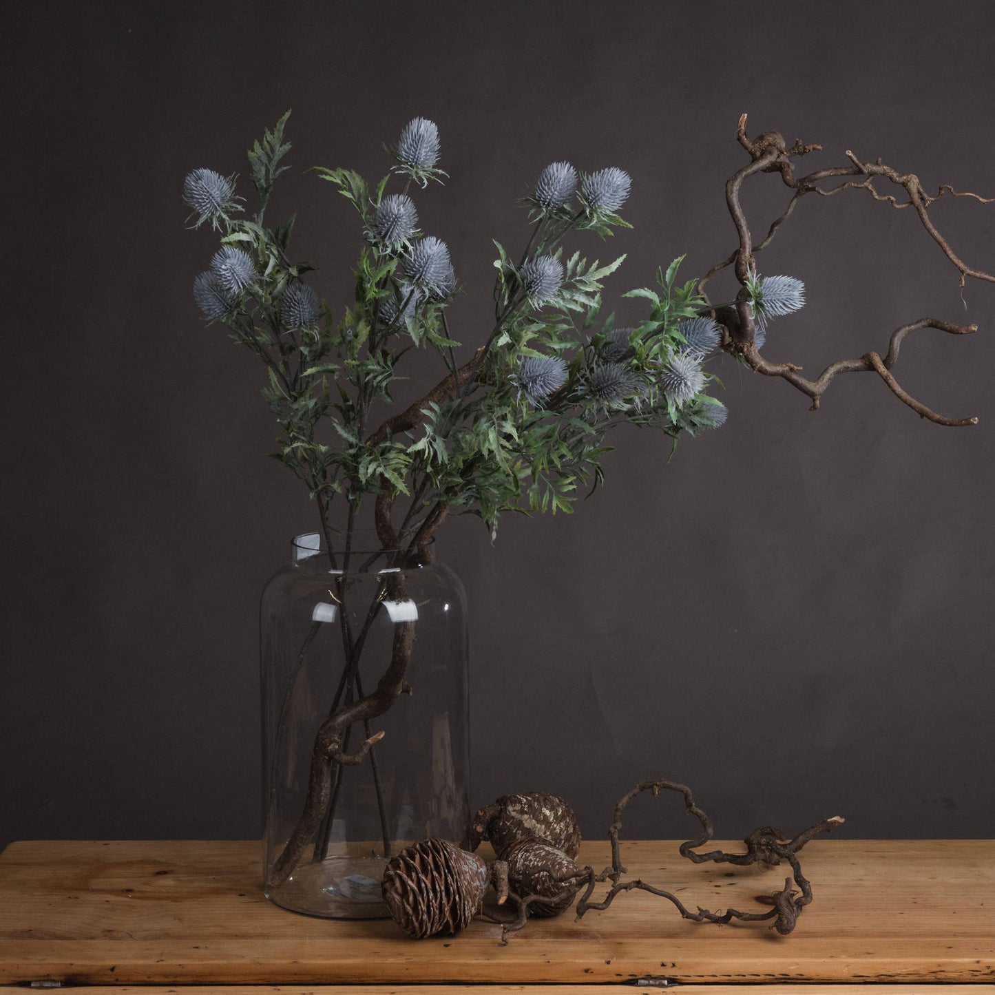 Set of 3 Artificial Flowers Eryngium Thistle Stems