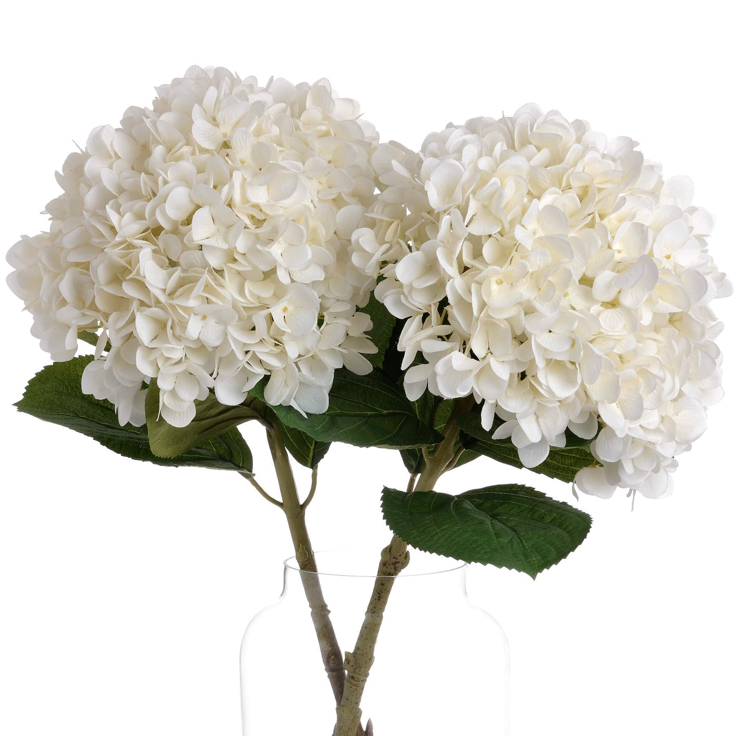 Set of 3 Artificial Flowers Oversized White Hydrangea Stems