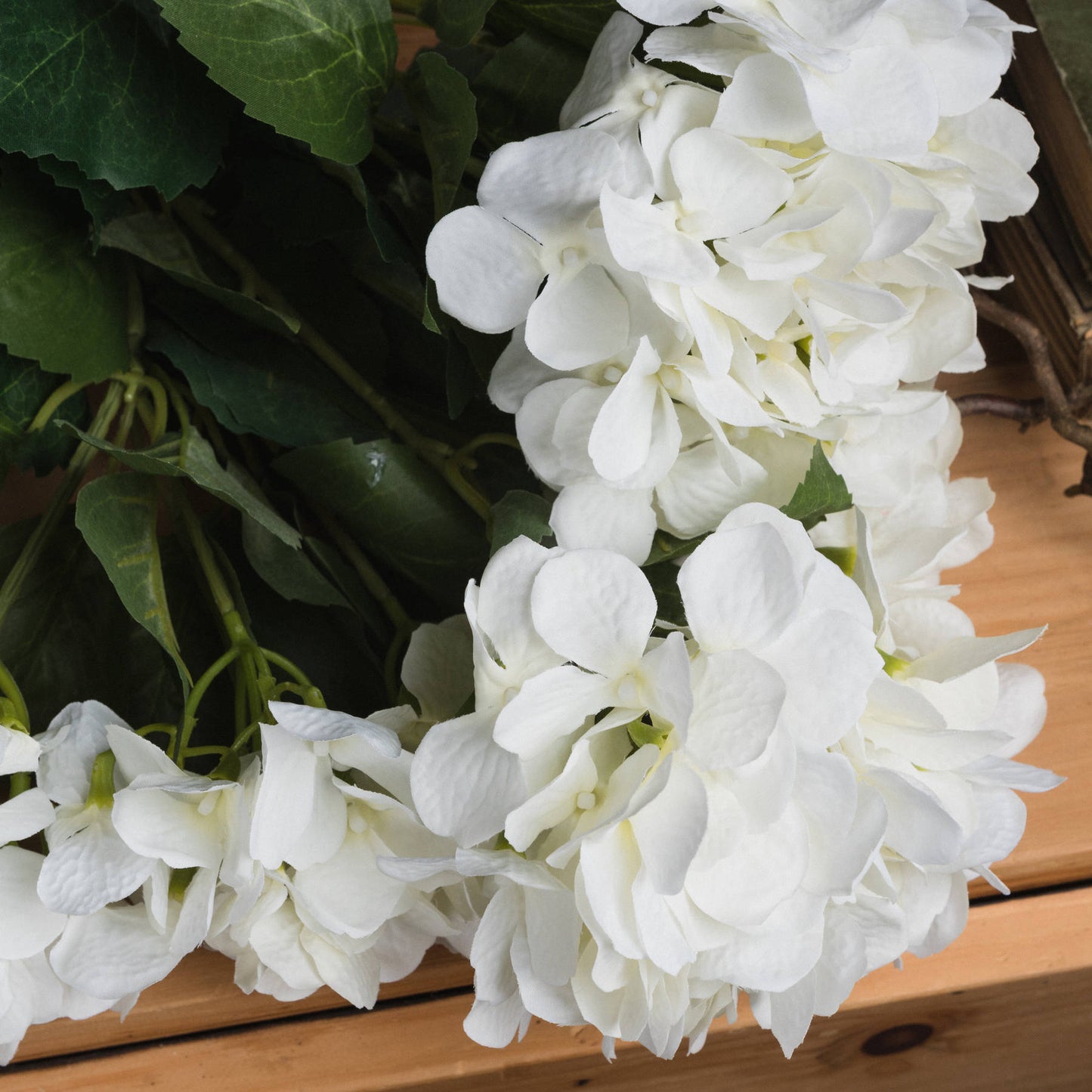 Set of 3 Artificial Flowers White Hydrangea Bouquets