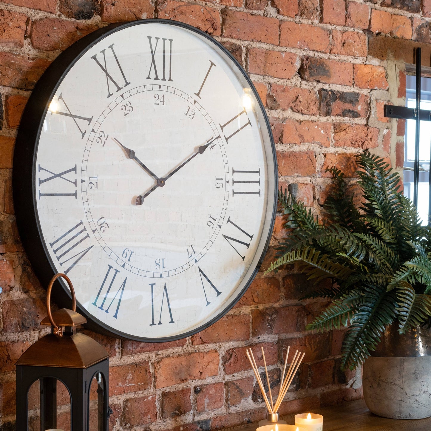 Large 80 Vintage Inspired Domed Round Station Wall Clock