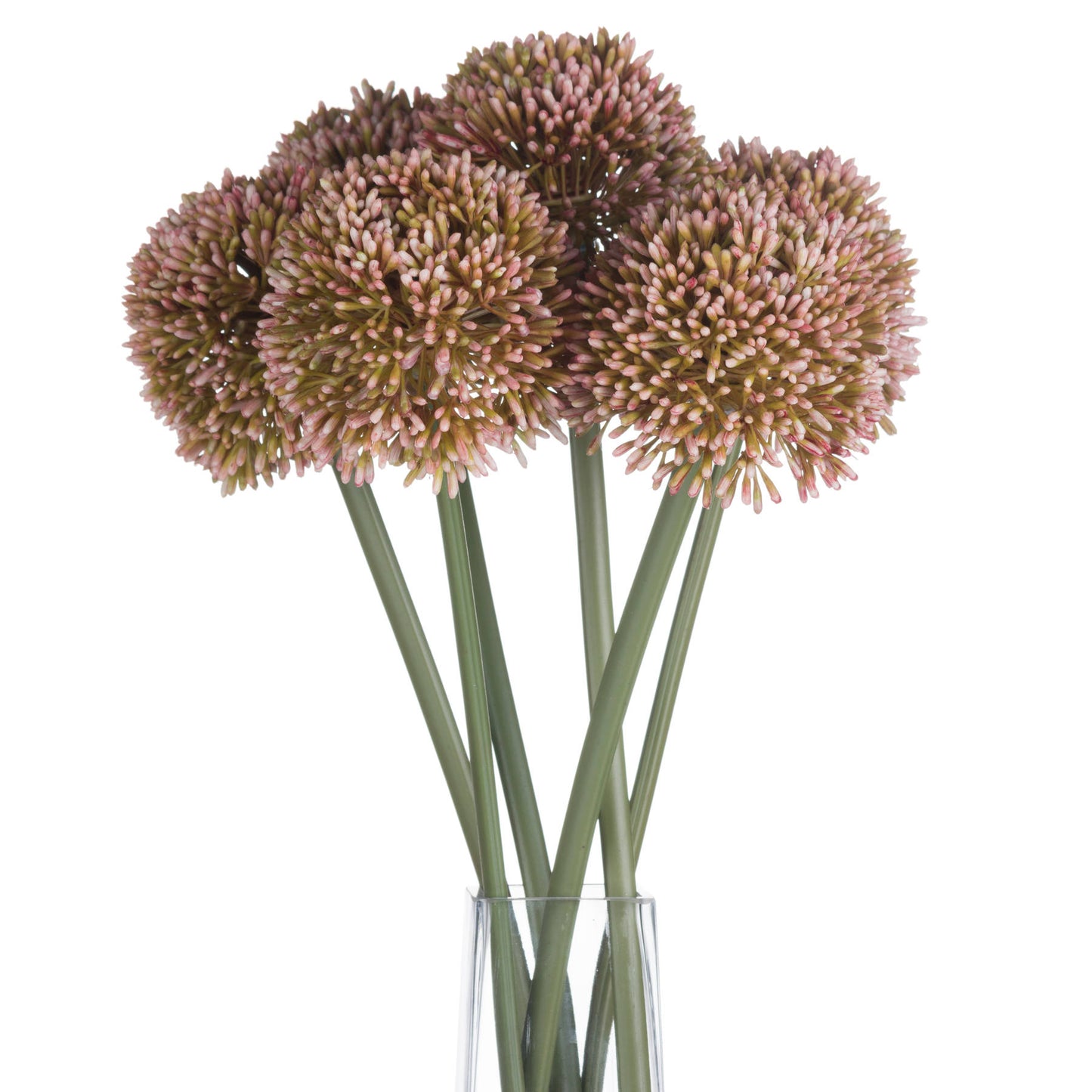 Set of 3 Artificial Flowers Pink Allium Stems