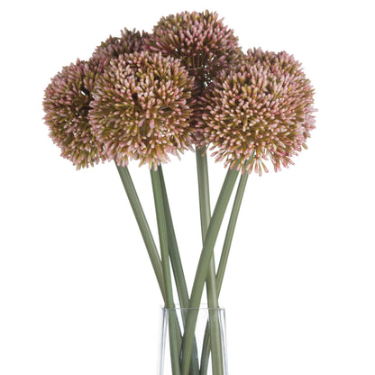 Set of 3 Artificial Flowers Pink Allium Stems