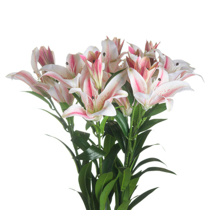 Set of 3 Artificial Flowers Stargazer Lily Stems