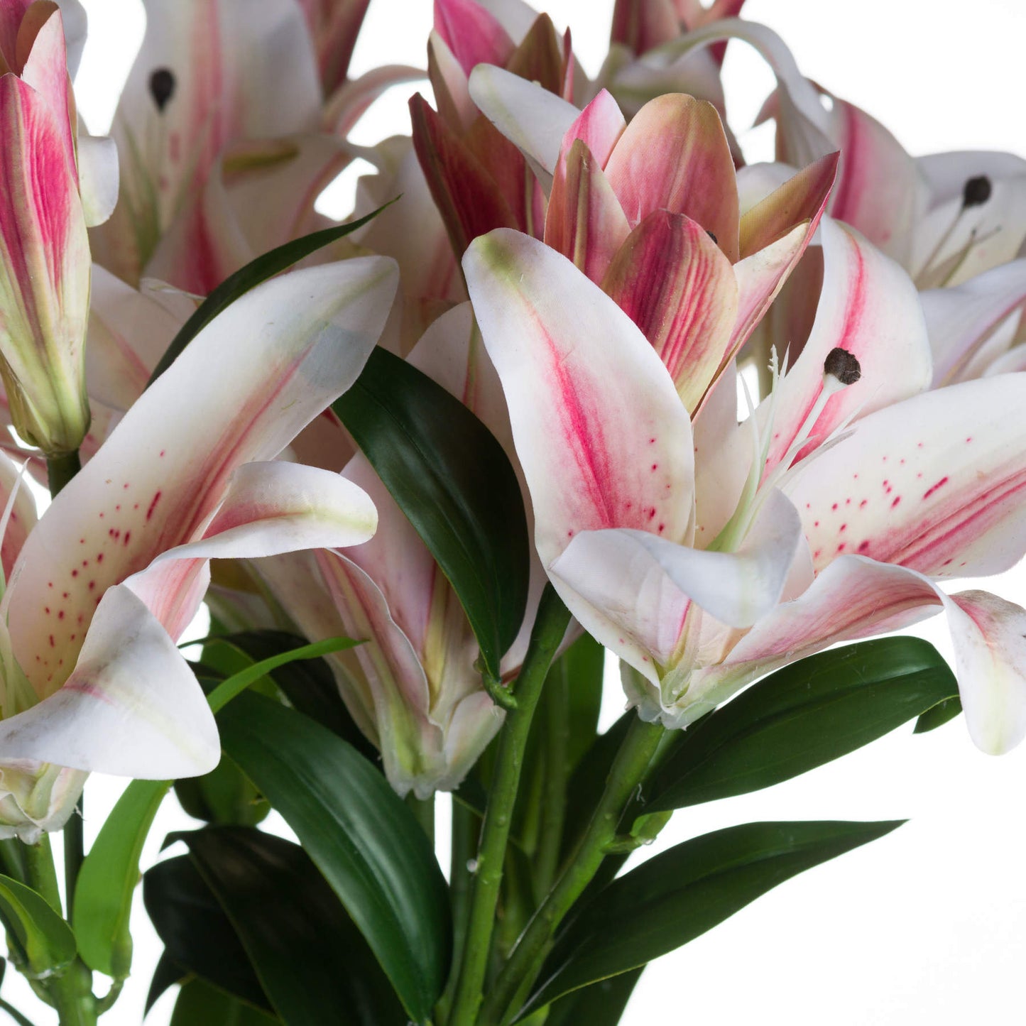 Set of 3 Artificial Flowers Stargazer Lily Stems