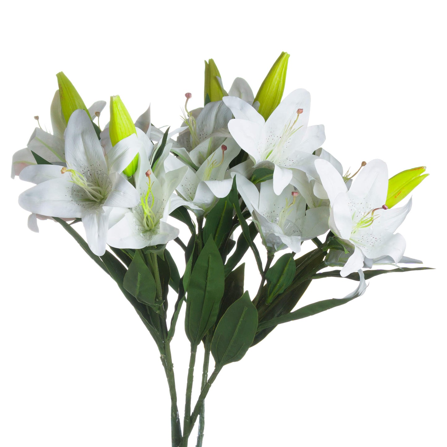 Set of 3 Artificial Flowers White Lily Stems