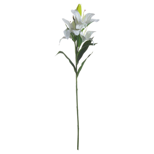 Set of 3 Artificial Flowers White Lily Stems