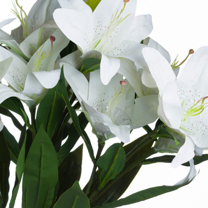 Set of 3 Artificial Flowers White Lily Stems